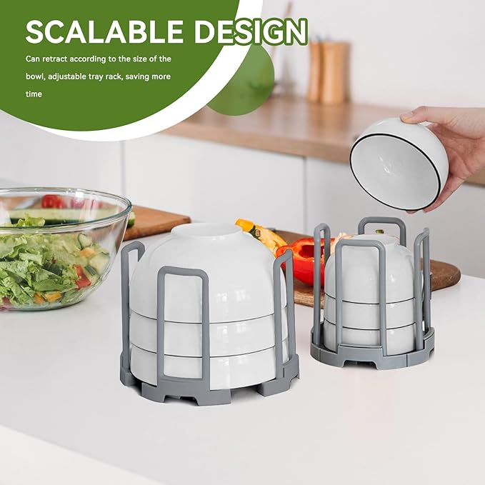 Collapsible Dish Drying Rack, 2PCS Plate Organizer for Cabinet Space Saver Bowl Organizer Small Plate Stand for Display, Kitchen Drawer, Countertop, Cabinet, Shelf, Cupboard