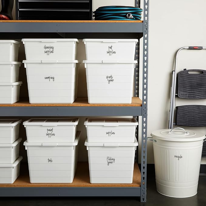 Talented Kitchen Removable Storage Bin Labels - Preprinted Water-Resistant Script Labels - Easy Peel-Off Decals for Home Organization - Garage Organization Stickers - Pack of 136, 1.25" Rectangles