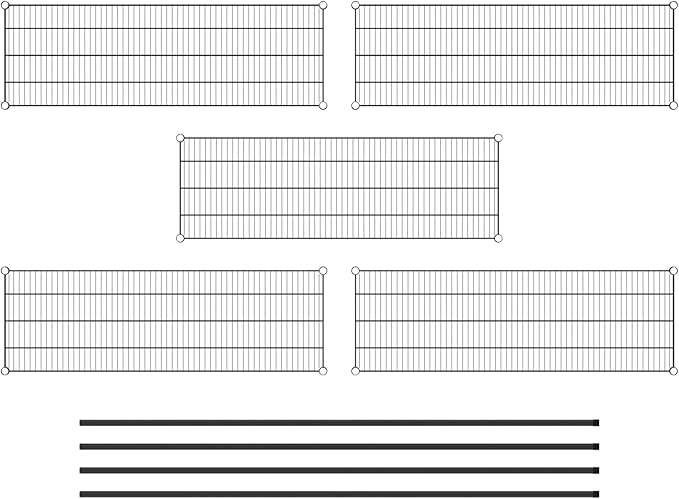 Commercial NSF Listed Black Epoxy Stationary Wire Shelving Kit 18" x 54" x 86", with 5 Shelves Perfect for Warehouse, Walk-in Refrigerator, Freezer, Grocery Store, Restaurant, Dishroom