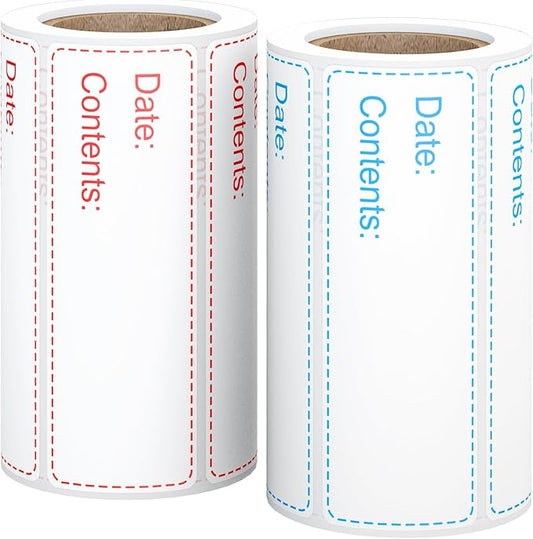 350 PCS Printholic 1" x 3" Food Storage Stickers, Removable Freezer Labels, 2 Color Food Labels Roll, Refrigerator Freezer Paper Label Easy Clean Leaves No Residue Waterproof