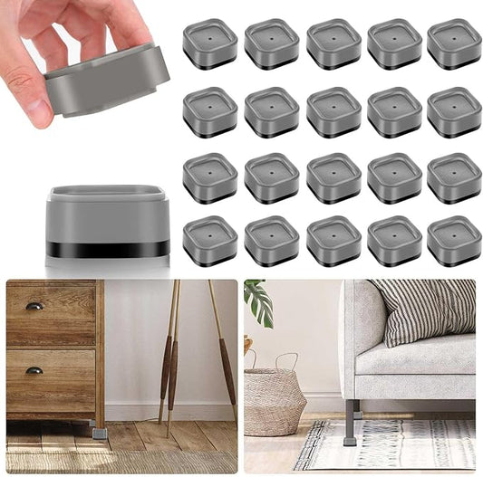 20 Pack Furniture Risers 1, 2 or 3 Inch, Adjustable Bed Risers Heavy Duty For Table Desk Couch Chair Sofa Cabinet Bed Legs Dorm, Square Stackable Bed Raisers Blocks Lift Height 1", 2" or 3", Grey