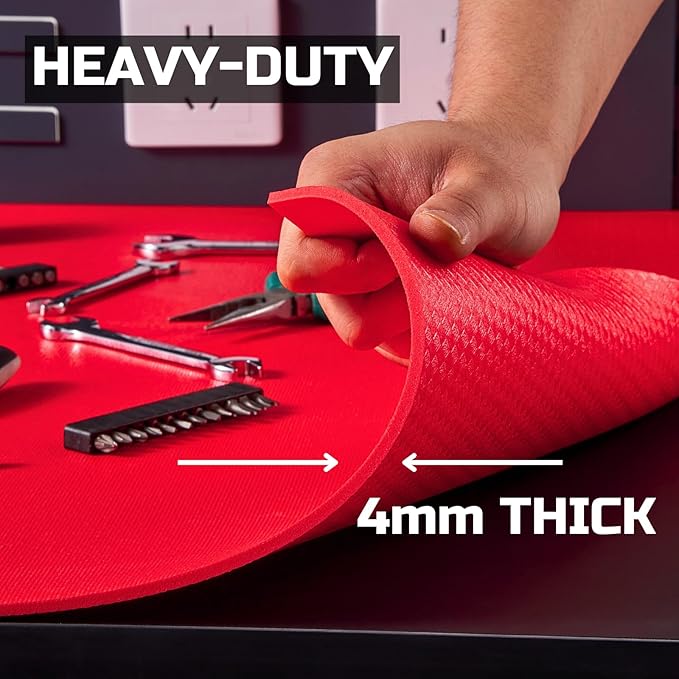 ONREVA Tool Box Liner 30 inch Wide x 22 Ft Large, Toolbox Drawer Liners, Heavy Duty Shelf Rubber Mat, Non Slip Pad Organizer for Rolling Tool Chest Drawers, Cabinet, Workbench, Red