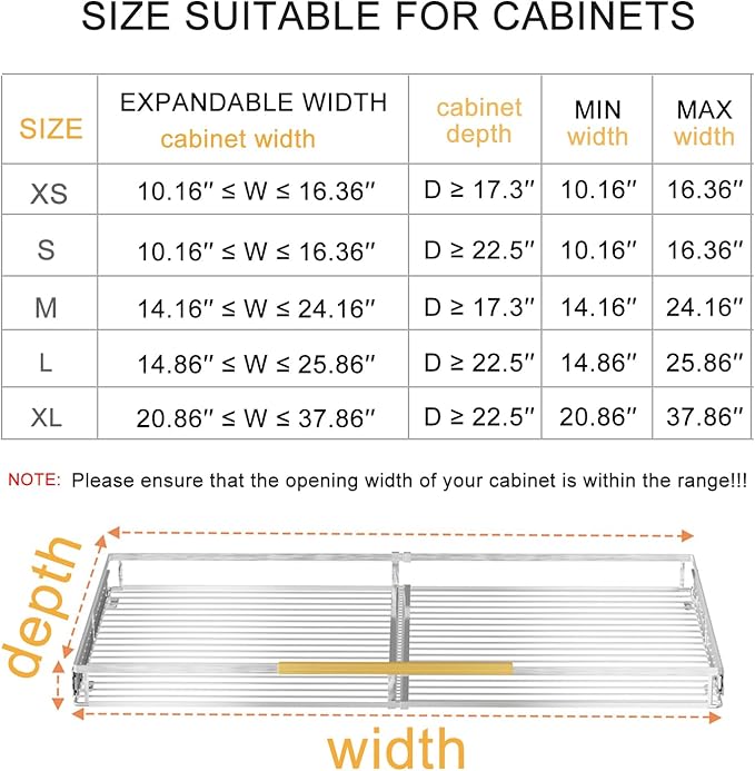 SANNO Expandable Pull Out Cabinet Organizer Slide Out Shelf, Bottom-Mounted Cabinet Sliding Shelf Expandable Shelves for Cupboard Pantry Closet Pots Pans,1pack