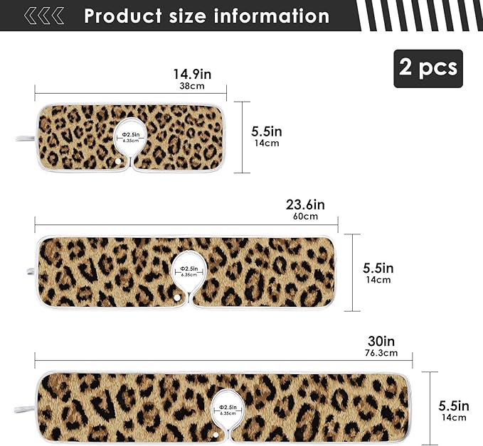 2 PCS Kitchen Sink Splash Guard 23.6 Inch Faucet Mat for Kitchen Sink Bathroom Sink Faucet Absorbing Drip Drain Mat Pad Microfiber Soft Washable Brown Leopard Print