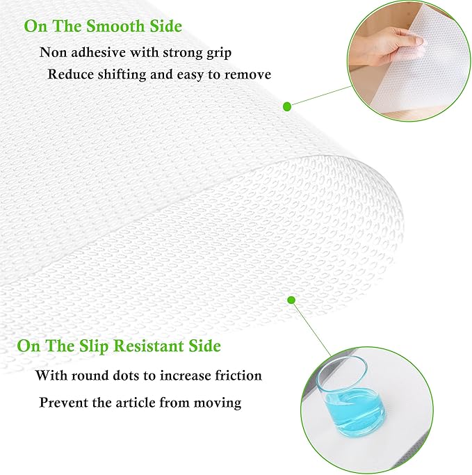 Cabinet Liners Non Slip Waterproof Clear Kitchen Drawer Shelf Liner 12 Inch X 20 FT Non Adhesive Mat for Fridge, Dresser, Wire Shelf, Toolbox, Cupboard, Pantry, Storage and Desk