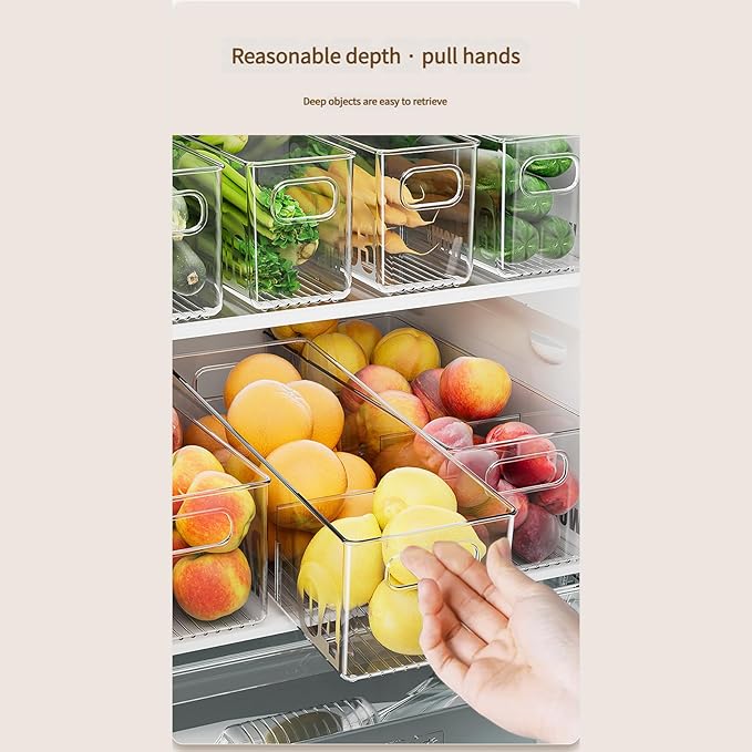 Clear View Refrigerator Organizer, Food Grade Storage Bins For Fridge & Freezer, Space Efficient Kitchen Storage Container