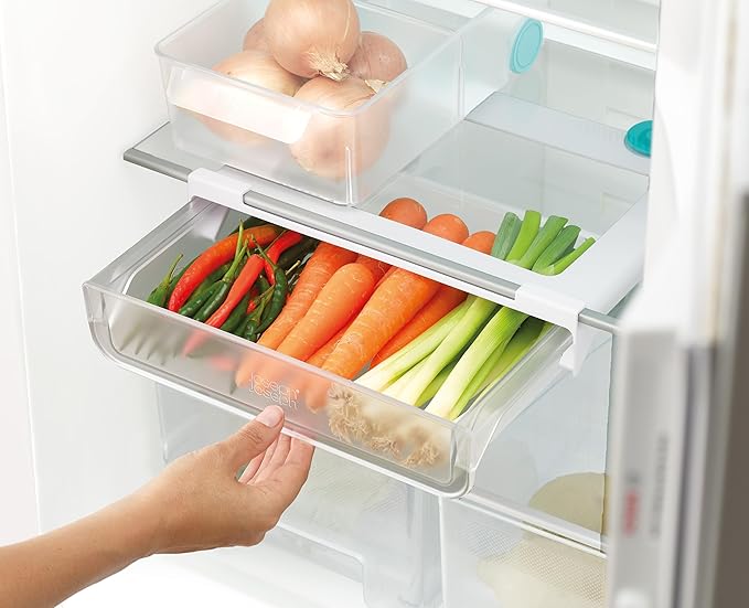 Joseph Joseph FridgeStore Under-Shelf Storage Drawer, Fits Flat and Rim Edged Shelves, Clear/Blue