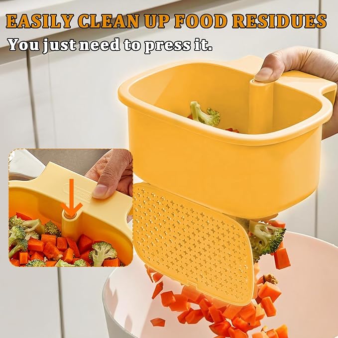 Kitchen Sink Drain Strainer Basket - Hanging Sink Drain Basket with One-Touch Drain Mesh, Kitchen Sink Food Catcher Basket Storage Organizer (Yellow)