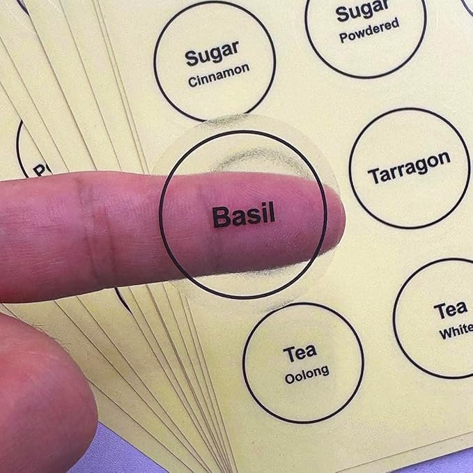 Spice Labels, 432Pcs Spice Labels Stickers 1.4in Waterproof Adhesive Round Preprinted Spice with Blank Label Black Tear Resistant Sticker for Kitchen Jars Caps Food Containers Organizers (T Black)