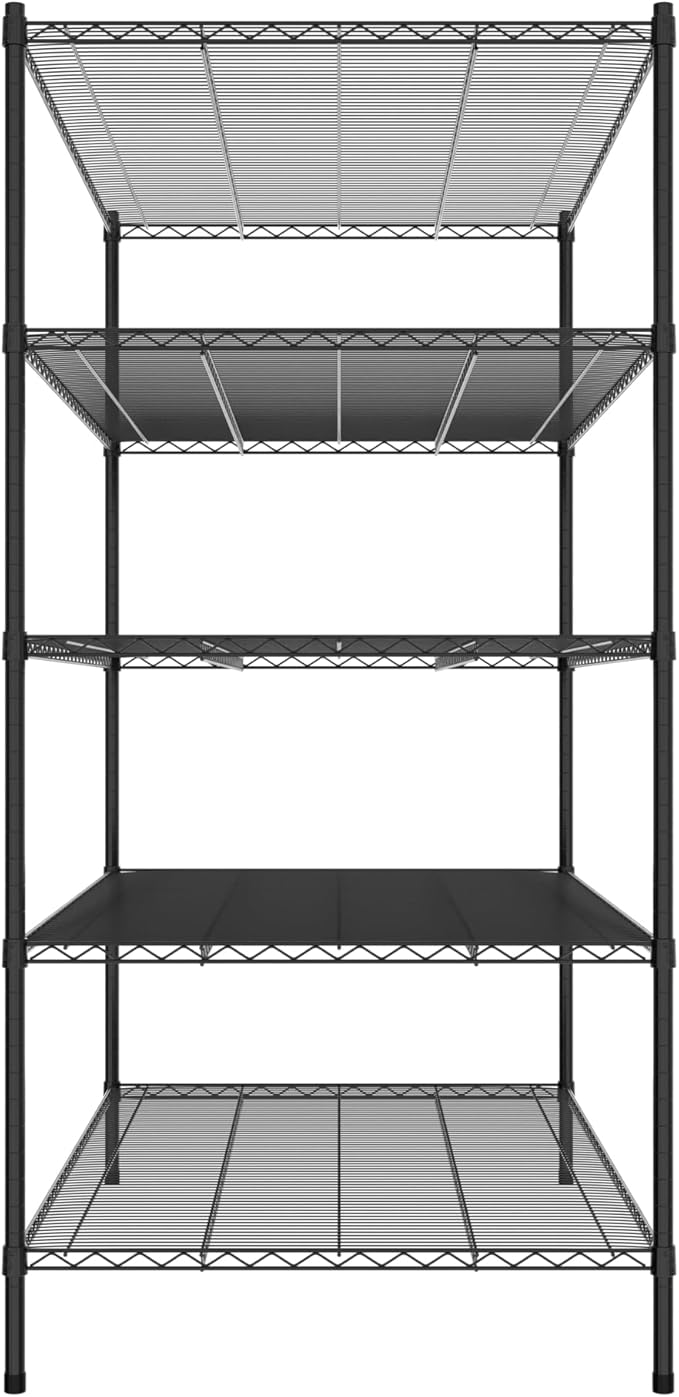 Commercial NSF Listed Black Epoxy Stationary Wire Shelving Kit 36" x 60" x 74", with 5 Shelves Perfect for Warehouse, Walk-in Refrigerator, Freezer, Grocery Store, Restaurant, Dishroom