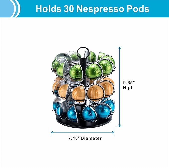 Rice rat Vertuo Pod Holder 3 Tier for Vertuo Pod Holder Small for Vertuo Pod Stand (30 Pods Capacity)