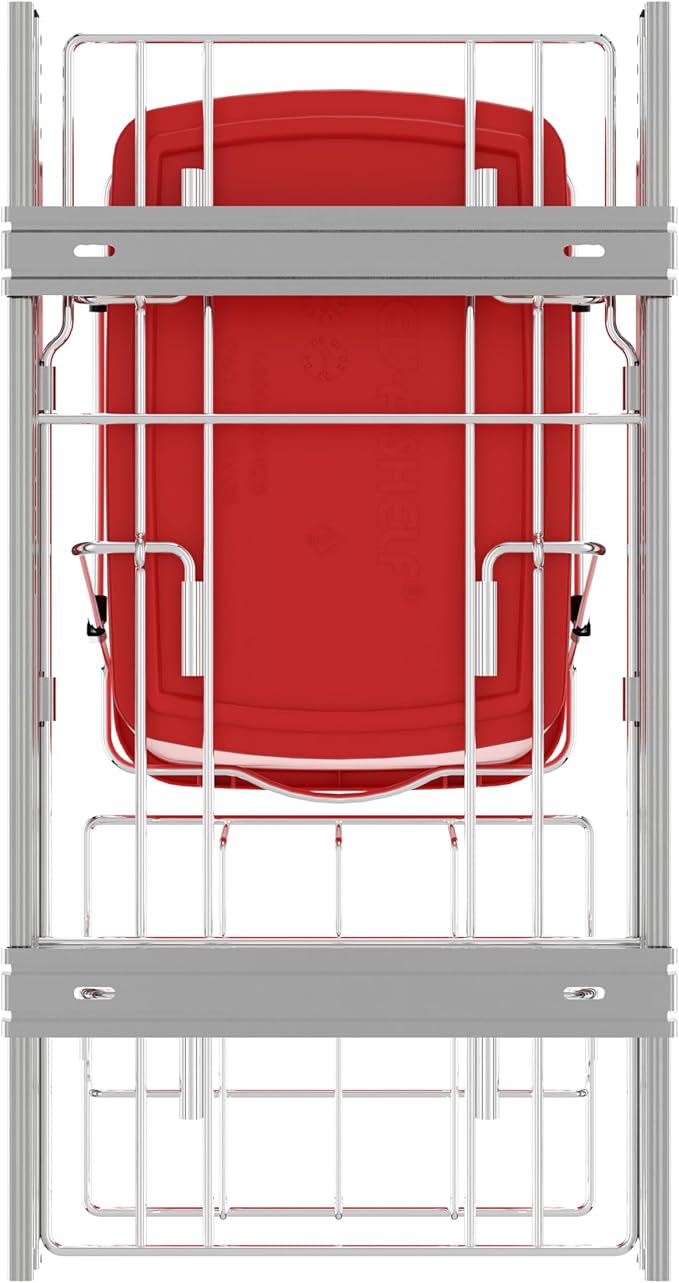 Rev-A-Shelf Pullout Trash Can for Kitchen Cabinets 35 Qt Garbage Waste Recyling Bin with Full Extension Slides, Red, RV-12KD-16C-S