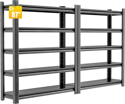 2 Sets Garage Shelving Unit 24" D x 48" W x 87" H Heavy Duty Storage Shelves Easy Assembly 5 Tier Adjustable Metal Shelving Utility Shelf Rack Storage Organizer for Garage, Basement, Warehouse