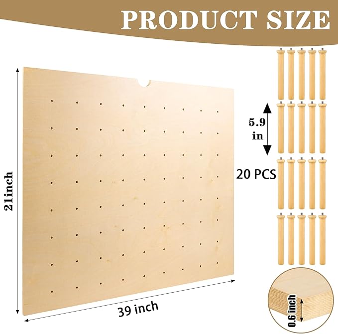 Pegboard Drawer Organizer（39×21in） Peg Board for Drawers,Peg Board Drawer Organizer Kitchen Pegboard Divider Adjustable Trimmable，20PCS Wood Wooden Peg
