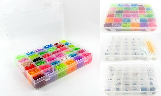 Kamay's Large Transparent Thick Hard 36 Grids Adjustable Compartment Slot Plastic Craft Storage Box Organizer For Toy Desktop Jewelry Accessory Drawer Or Kitchen Removable Dividers Container