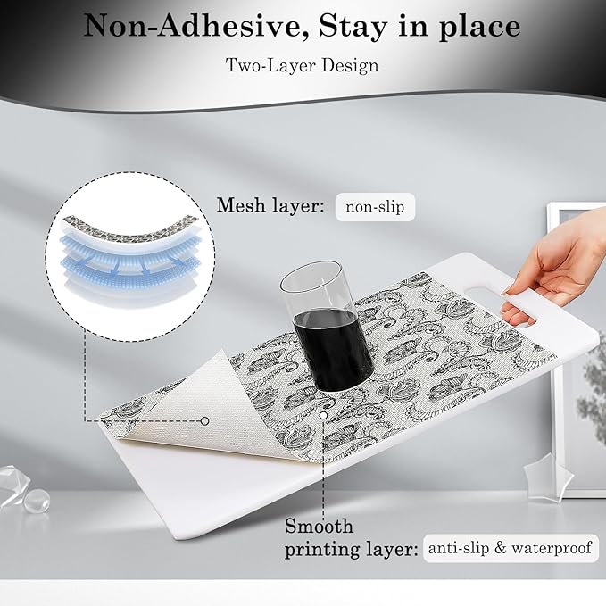 ALIUNI Drawer and Shelf Liner, Non-Slip Kitchen Cabinet Liners Non-Adhesive Thick Strong Grip Waterproof Washable Mats Protect Dresser Shelves Cupboard Bathroom Cabinets, Boho: Floral, 24 in X 10 FT