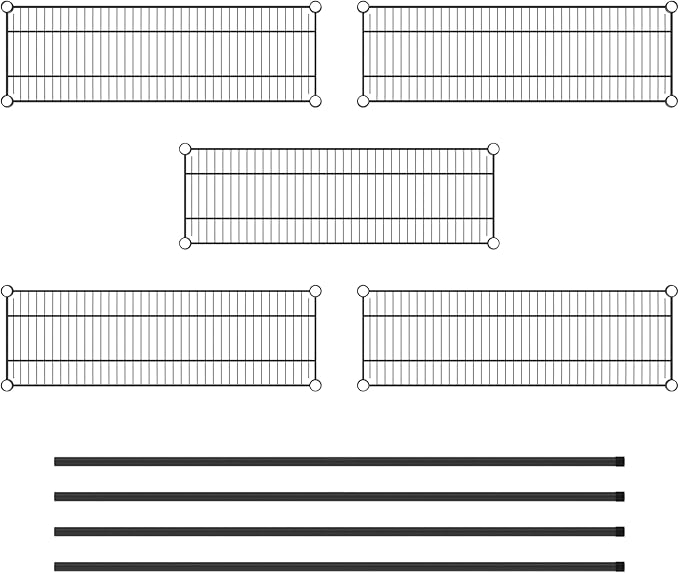 Commercial NSF Listed Black Epoxy Stationary Wire Shelving Kit 12" x 36" x 64", with 5 Shelves Perfect for Warehouse, Walk-in Refrigerator, Freezer, Grocery Store, Restaurant, Dishroom