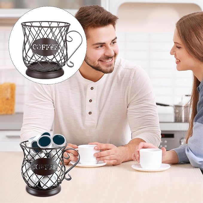 Metal Coffee Pod Storage Basket Organizer Coffee Capsule Holder for Kitchen Brown European Style