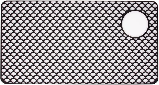 SEEK RARE Kitchen Sink Mat 28.3 x 15.2in Silicone Sink Mat Non Slip Sink Protector for Farmhouse Kitchen Black B