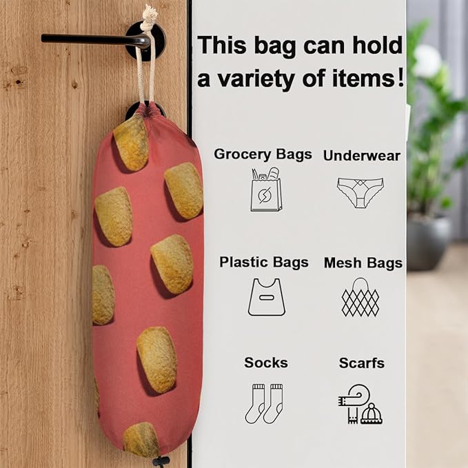 Potato Chips Plastic Bag Holder Wall Mount Plastic Bag Organizer Large Grocery Bag Storage Dispenser Reusable Shopping Bags Carrier for Home Kitchen Travelling