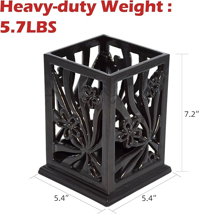 Utensil Holder, Cast Iron Kitchen Utensil Crock for Countertop, Extra Large Utensil Organizer with Weighted-Base, Housewarming Vintage Decor, Classic Style,Black