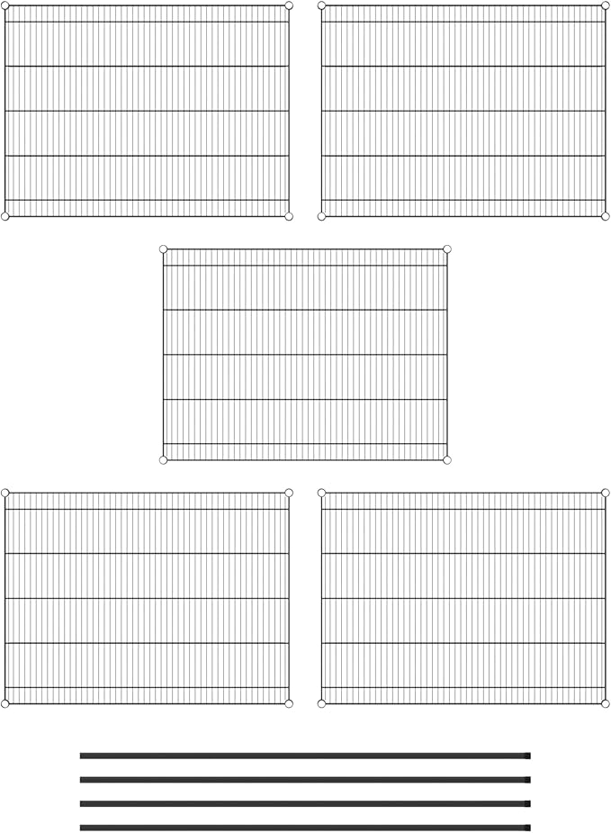 Commercial NSF Listed Black Epoxy Stationary Wire Shelving Kit 36" x 48" x 74", with 5 Shelves Perfect for Warehouse, Walk-in Refrigerator, Freezer, Grocery Store, Restaurant, Dishroom
