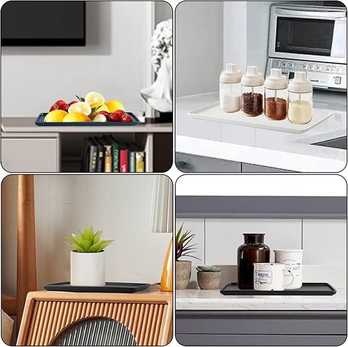 Bathroom Tray countertop 10" Set of 2, Ceramic Vanity Tray,Organizer Tray,Kitchen soap Tray (White)