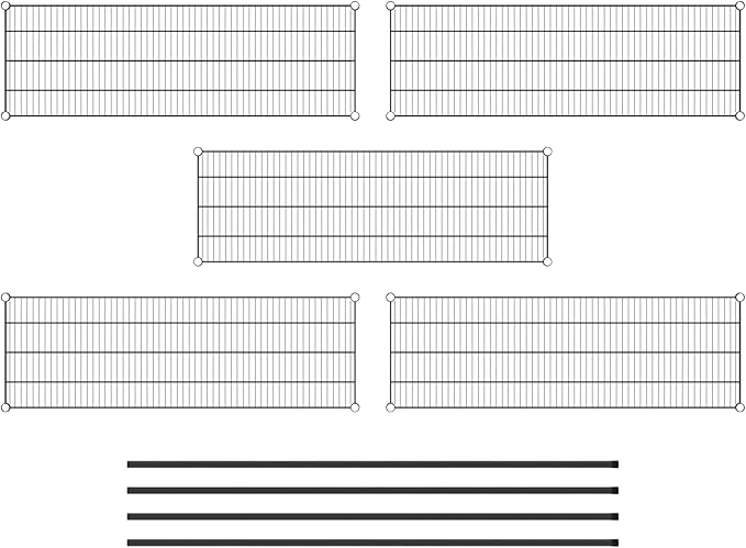 Commercial NSF Listed Black Epoxy Stationary Wire Shelving Kit 18" x 54" x 74", with 5 Shelves Perfect for Warehouse, Walk-in Refrigerator, Freezer, Grocery Store, Restaurant, Dishroom