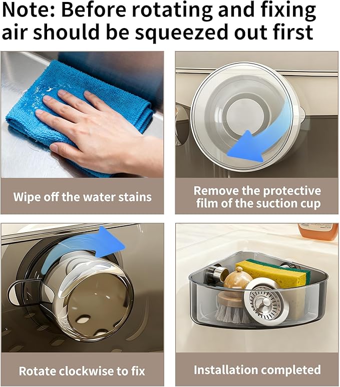 2PCS Sink Organizer Rack,2 Size Suction Sinkware Organizer,Triangle Sink Strainer Basket with Drain Hole, Corner Sink Trash Catcher for Kitchen for Sponges, Scrubbers Sink Corner Drain Box