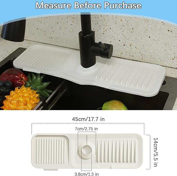 DTXIAQIAO 17.7 * 5.5 Inch Large Non-Slip Base,Multi-Surface Protector for Kitchen,Bathroom,Laundry,RV,Easy Clean Water Deflector Accessory(Milky White)
