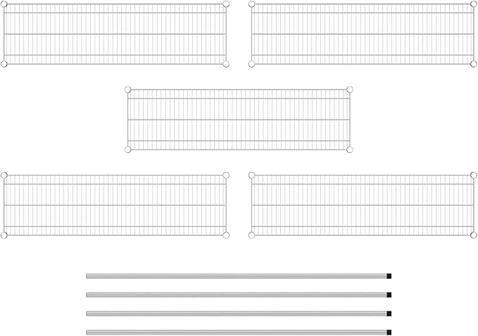 Commercial NSF Listed Chrome Stationary Wire Shelving Kit 14" x 48" x 64", with 5 Shelves Perfect for Warehouse, Walk-in Refrigerator, Freezer, Grocery Store, Restaurant, Dishroom