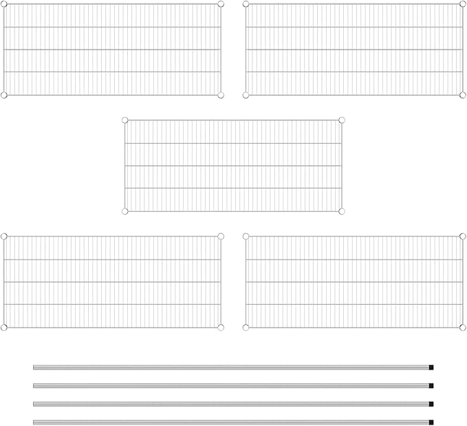 Commercial NSF Listed Chrome Stationary Wire Shelving Kit 21" x 48" x 86", with 5 Shelves Perfect for Warehouse, Walk-in Refrigerator, Freezer, Grocery Store, Restaurant, Dishroom