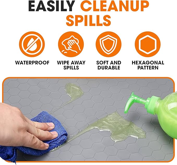 Cheer Collection Silicone Under Sink Mat - Waterproof Cabinet Liner for Kitchen, Leak Proof, Easy Clean, Non-Slip Drip Tray, Protects Cabinets from Spills, Leaks & Stains, 19x22