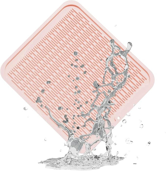 ZLR Large Silicone Dish Drying Mat (16" x 18") - XL Heavy Duty Drainboard Mat for Pots, Pans & Family Loads - Heat Resistant Trivet & Counter Protector, Easy Clean (Peach Pink)