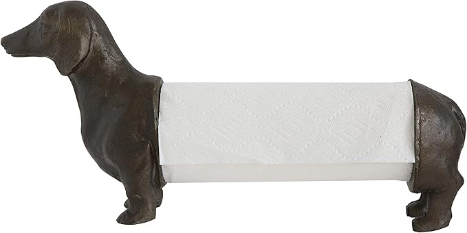 Creative Co-Op Antiqued Bronze Dachshund Dog Paper Towel Holder