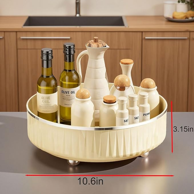 Lazy Susan Organizer,10.6in Revolving Storage Tray for Kitchen Cabinet,Refrigerator,Table Top,Pantry,Spice Seasoning Organizer,Easy to Clean