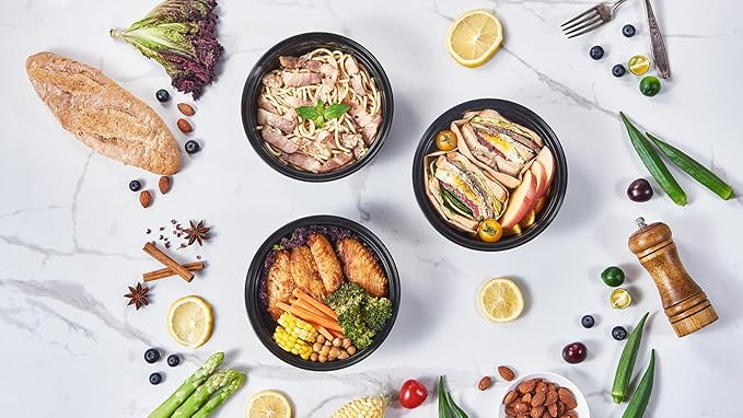 Jaluxing 32 oz 50 ct Round Meal Prep Containers with Lids Plastic Food Storage Lunch Plan To Go Box Disposable Take Out Bowls BPA Free Durable Stackable Microwave Freezer Safe (Formerly FULING)