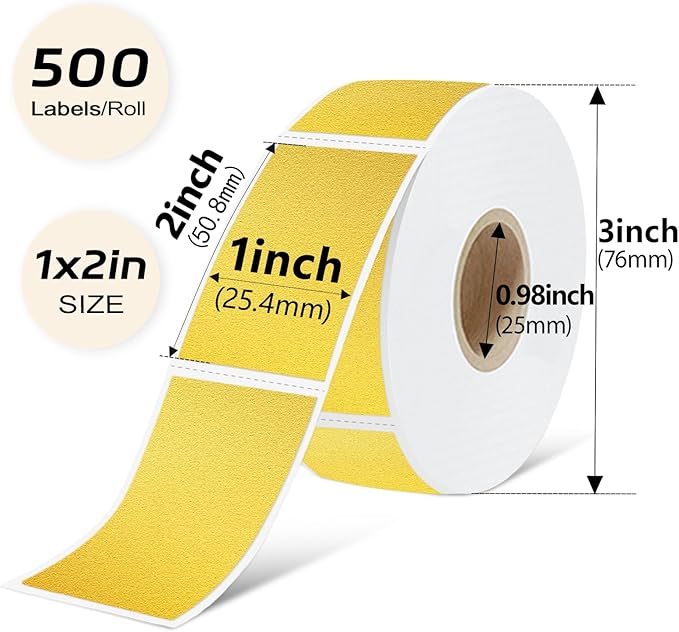 PALAIBEIQI 1x2 inch Blank Removable Freezer Labels Printable Rectangle Stickers 500PCS Water Oil Resistant with Perforation Line for Food Containers Jars Pantry Organization, Gold