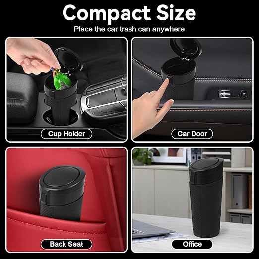 Car Trash Can Bin with Lid - 2 Packs Mini Car Garbage Can Cup Holder-Black Small Leakproof Vehicle Trash Garbage Can Bin-Automotive Car Organizers and Storage for Back Seat SUV Truck Accessories