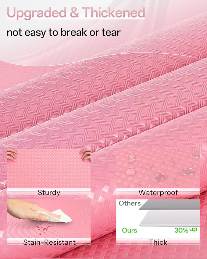 Shelf and Drawer Liner for Kitchen Cabinet, Non-Adhesive 12in x 240in Waterproof Contact Paper Refrigerator Liners Thickened Durable EVA Material Non Slip Mat for Dresser Cupboard Pantry Protector