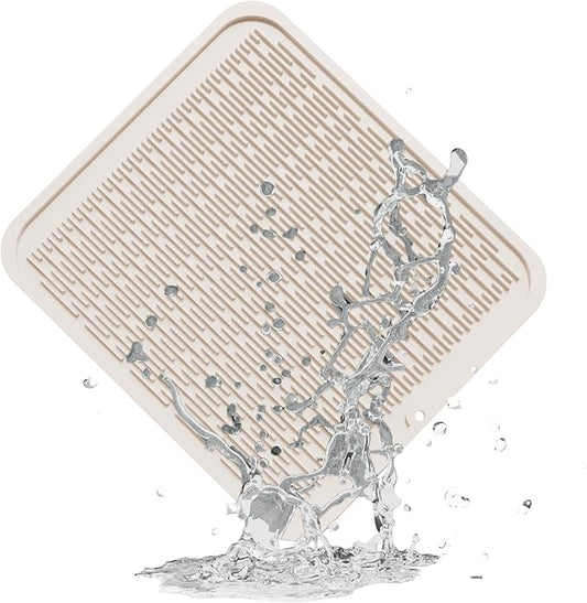 ZLR Large Silicone Dish Drying Mat (16" x 18") - XL Heavy Duty Drainboard Mat for Pots, Pans & Family Loads - Heat Resistant Trivet & Counter Protector, Easy Clean (Cassava White)