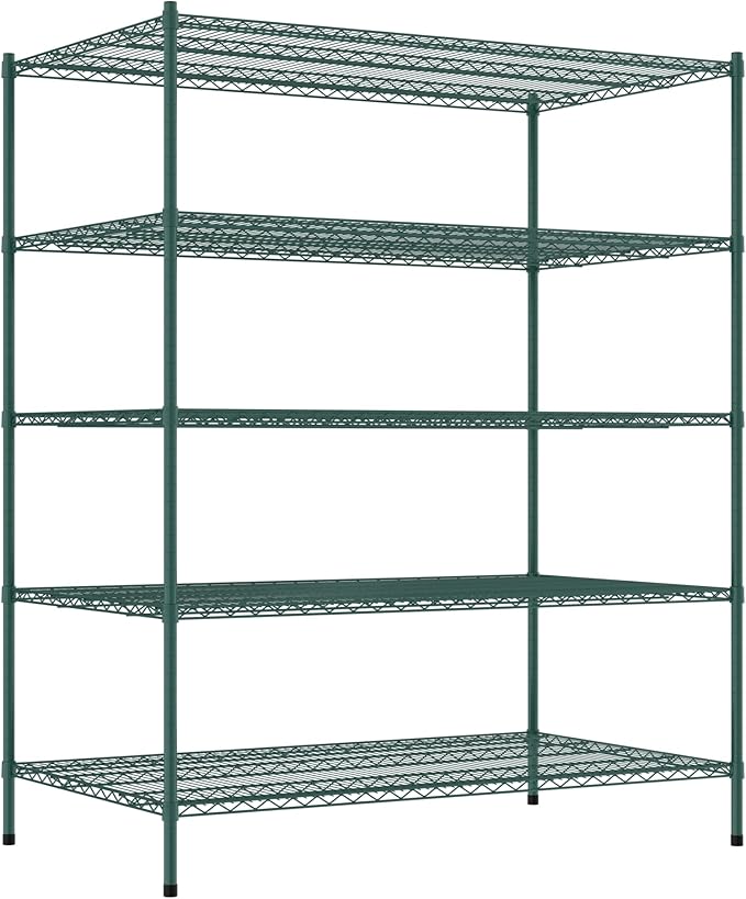 Commercial NSF Listed Green Epoxy Stationary Wire Shelving Kit 36" x 60" x 74", with 5 Shelves Perfect for Warehouse, Walk-in Refrigerator, Freezer, Grocery Store, Restaurant, Dishroom