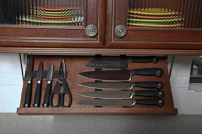 Under Cabinet Knife Storage Block - Multiple Sizes and colors available (Cherry, Extra Large)