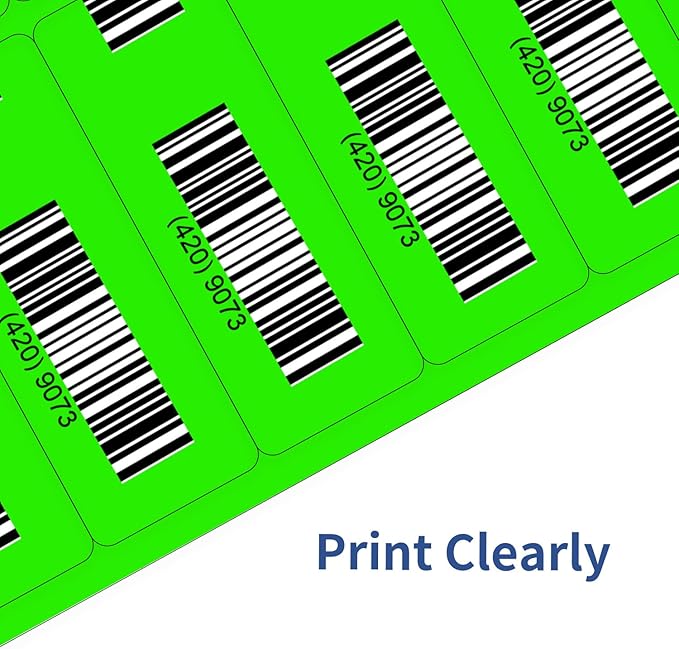 Yegawen 1" x 2-5/8" Address Labels 600 Labels Sticker Paper for Laser/Ink Jet Printer Mailing Labels 8.5"×11" Fluorescent Green 30 per Sheet