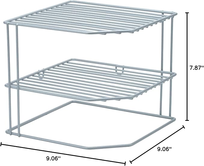 Kitchen Details Corner Shelf Organizer | Cabinet & Countertop Storage | Plates | Cups | Bowls | Grey
