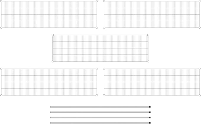 Commercial NSF Listed Chrome Stationary Wire Shelving Kit 21" x 72" x 74", with 5 Shelves Perfect for Warehouse, Walk-in Refrigerator, Freezer, Grocery Store, Restaurant, Dishroom