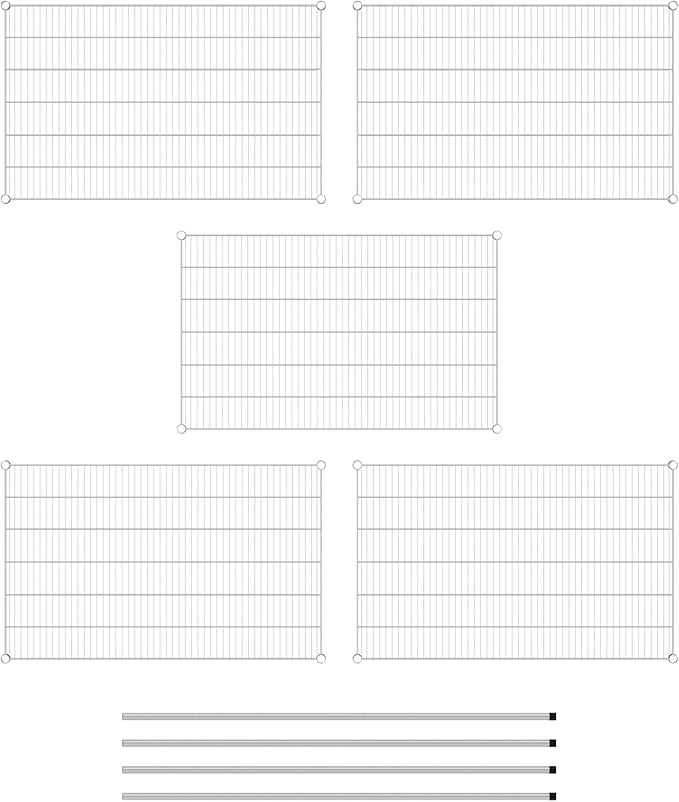 Commercial NSF Listed Chrome Stationary Wire Shelving Kit 30" x 48" x 64", with 5 Shelves Perfect for Warehouse, Walk-in Refrigerator, Freezer, Grocery Store, Restaurant, Dishroom