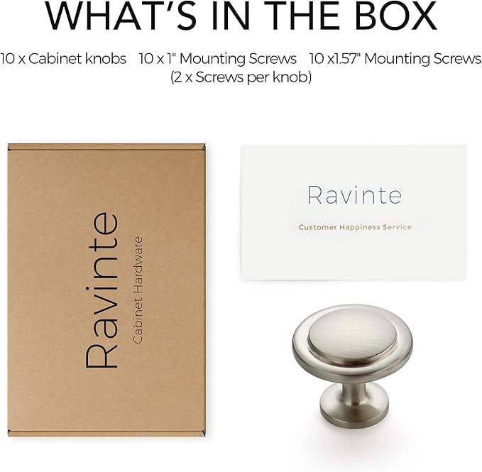 Ravinte 10 Pack Brushed Nickel Cabinet Pulls 1-1/4 inch Kitchen Cabinet Knobs Drawer Knobs Dresser Drawer Pulls Door Dresser Handles for Cupboard