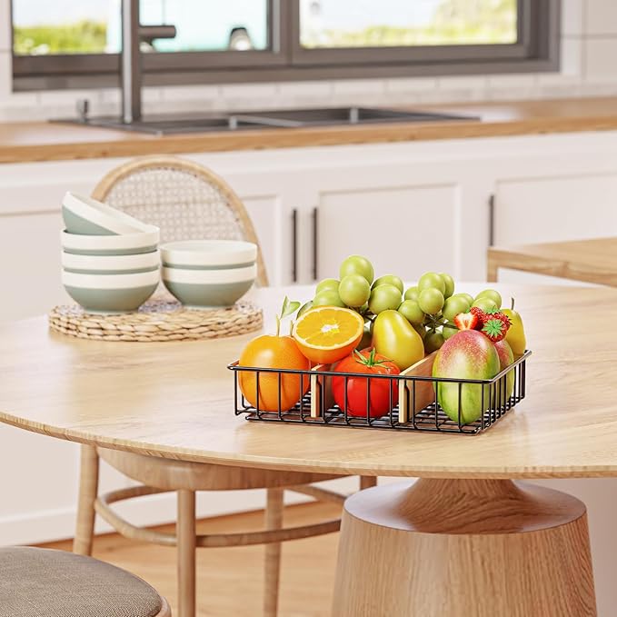 Fruit Basket for Kitchen Countertop, Fruit Bowl with 3 Compartments, Kitchen Organizer for Fruits, Vegetable, and Snack Storage