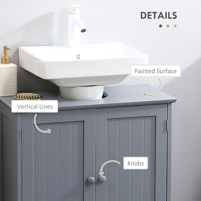 Generic Pedestal Sink Bathroom Cabinet with 2 Doors, Under Sink Storage, Adjustable Shelf, White, 23.5" L x 11.75" W x 23.5" H